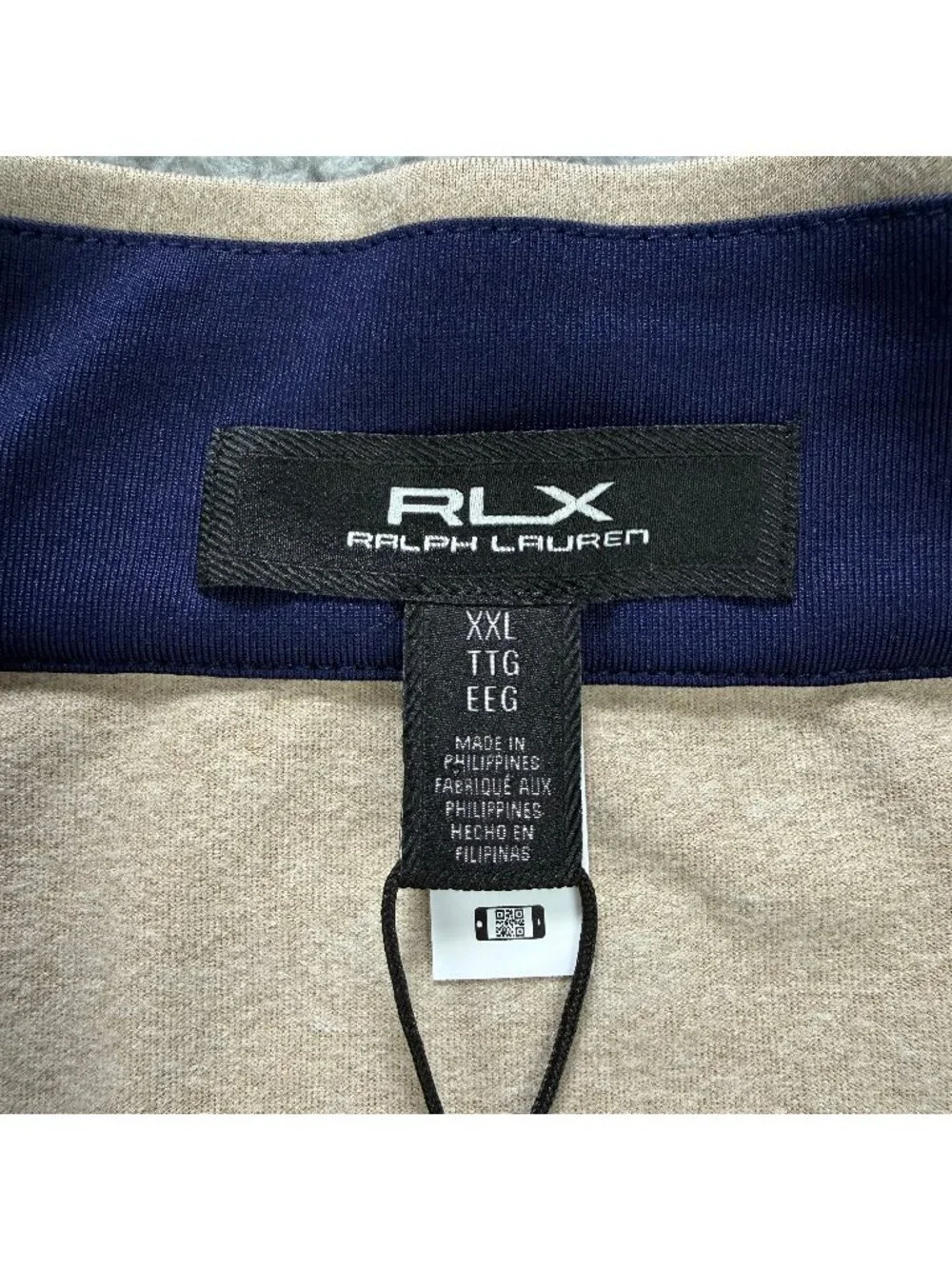 RLX Ralph Lauren Sweater Men XXL 2XL Beige Performance Jersey 1/4 Zip Golf Shirt